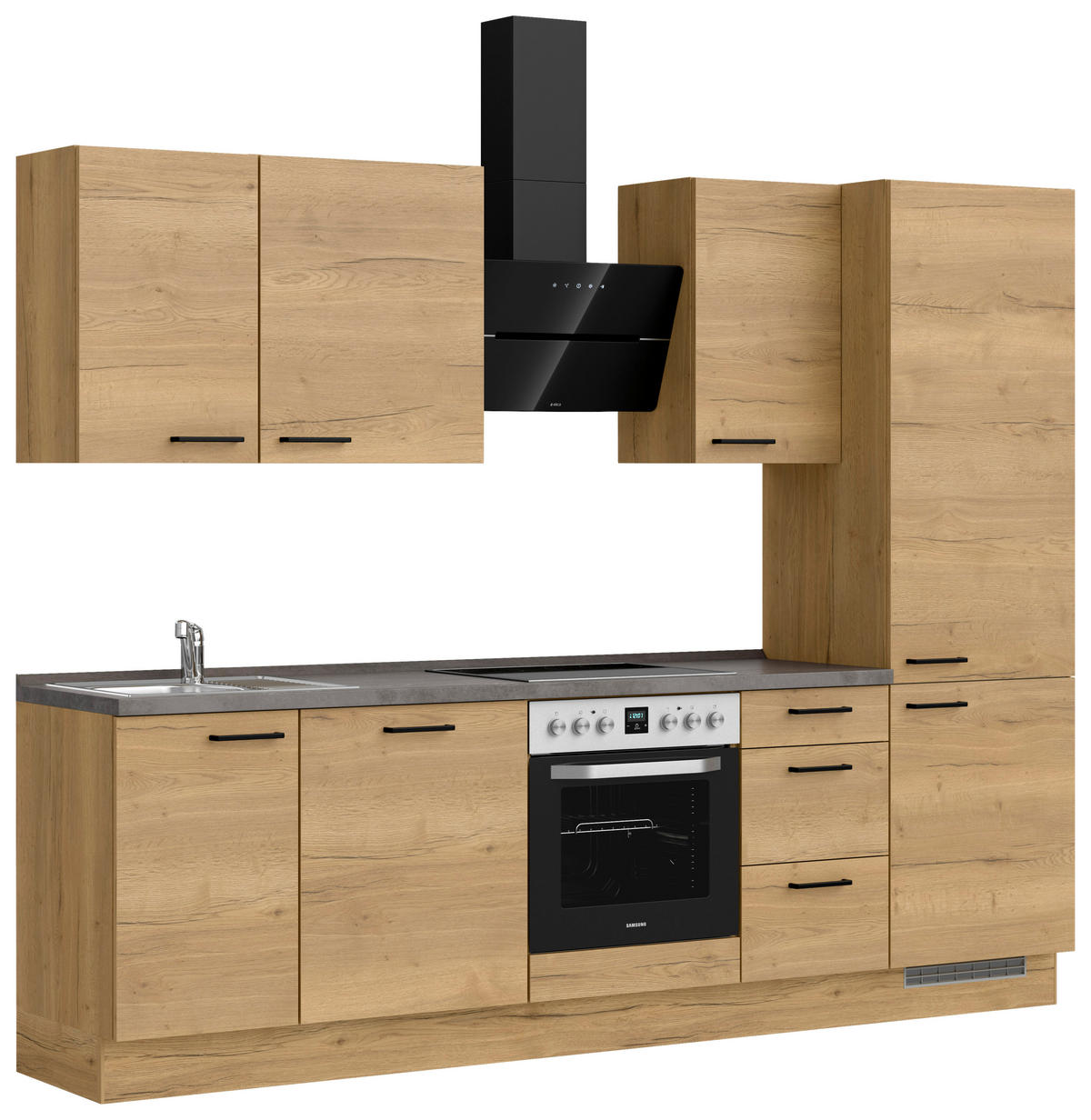 KÜCHENLEERBLOCK 270 cm   in Eichefarben, Schieferfarben  - Schieferfarben/Eichefarben, MODERN, Holzwerkstoff/Metall (270cm) - Nobilia