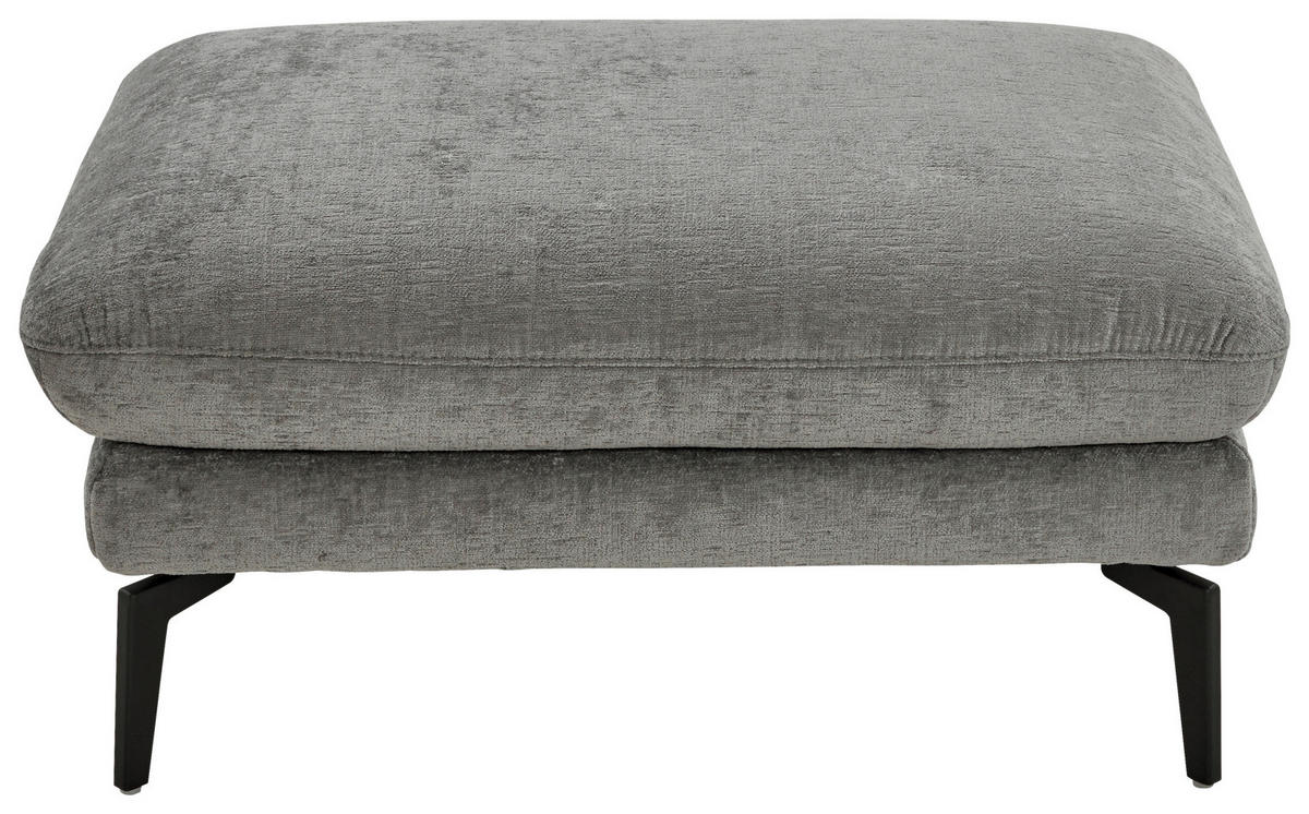 ECKSOFA in Chenille Grau  - Schwarz/Grau, Design, Textil/Metall (188/319cm) - Beldomo System