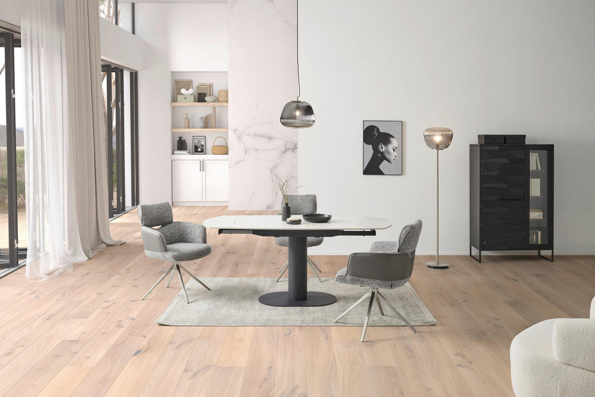 ARMLEHNSTUHL  in Edelstahl Webstoff, Mikrofaser  - Edelstahlfarben/Grau, KONVENTIONELL, Textil/Metall (59,5/90,5/64,5cm) - Livetastic