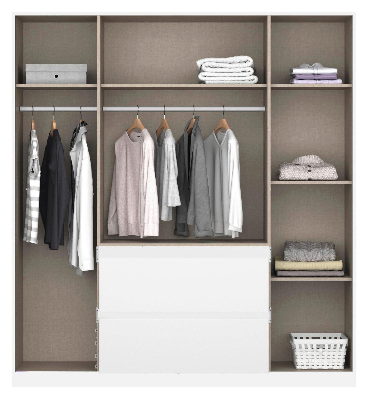 DREHTÜRENSCHRANK 181/197/54 cm,  in Silberfarben, Weiß, 4-türig  - Silberfarben/Weiß, Basics, Holzwerkstoff (181/197/54cm) - Rauch Möbel