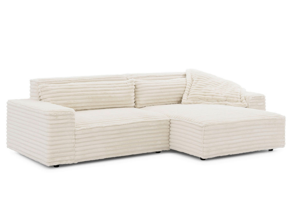 ECKSOFA Cord Beige  - Beige/Schwarz, Design, Kunststoff/Textil (251/142cm) - P & B