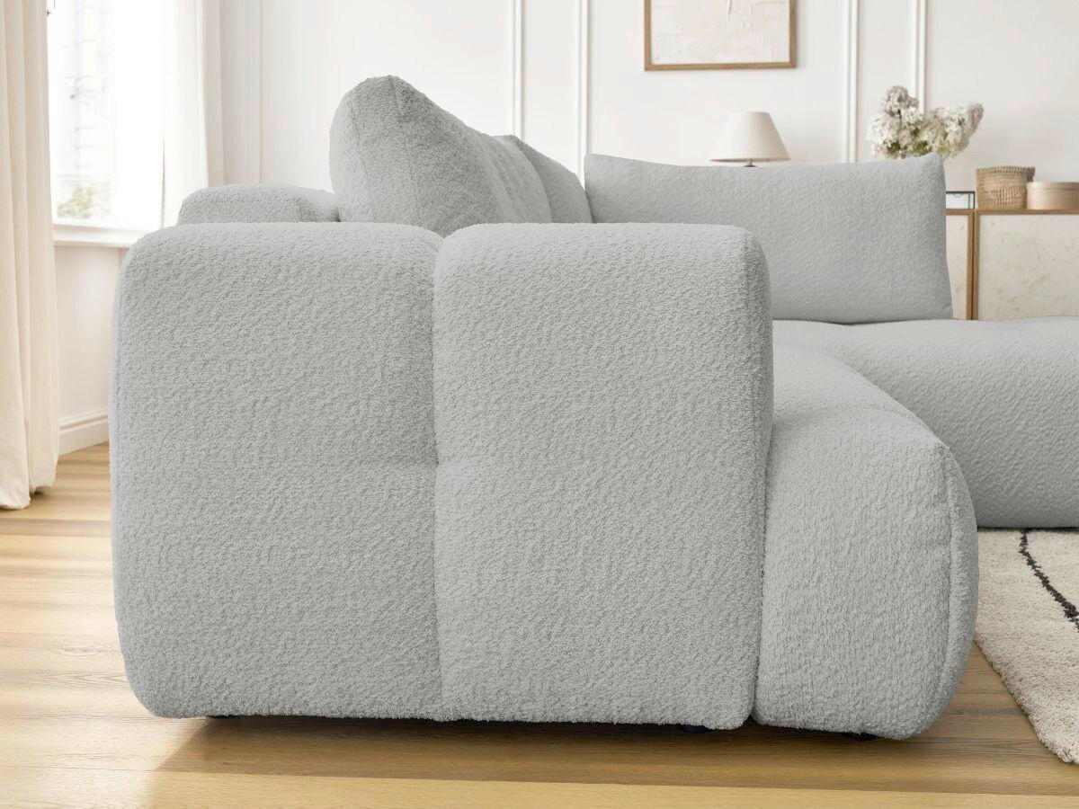 ECKSCHLAFSOFA FUJI Bouclé Hellgrau  inkl.  - Hellgrau/Schwarz, MODERN, Kunststoff/Textil (282/204cm)