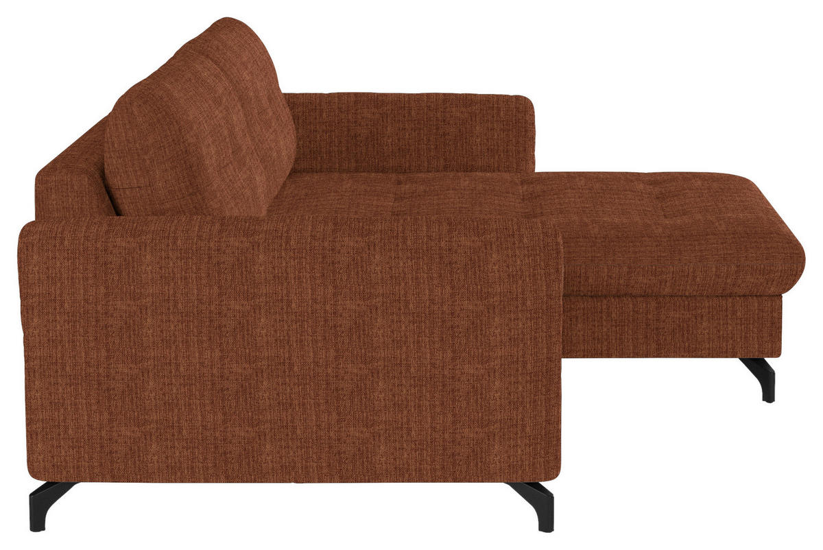 ECKSOFA in Flachgewebe, Leinenoptik Cognac  - Cognac/Schwarz, Design, Textil/Metall (242/170cm) - Xora