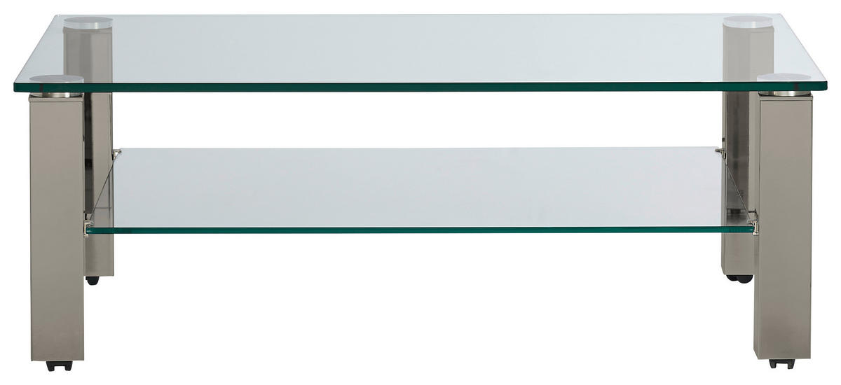 COUCHTISCH Metall, Glas 110/70/42,5 cm  - Grau, Design, Glas/Kunststoff (110/70/42,5cm)