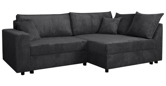 ECKSOFA Anthrazit Cord - Anthrazit/Schwarz, KONVENTIONELL, Kunststoff/Textil (245/153cm) - Carryhome