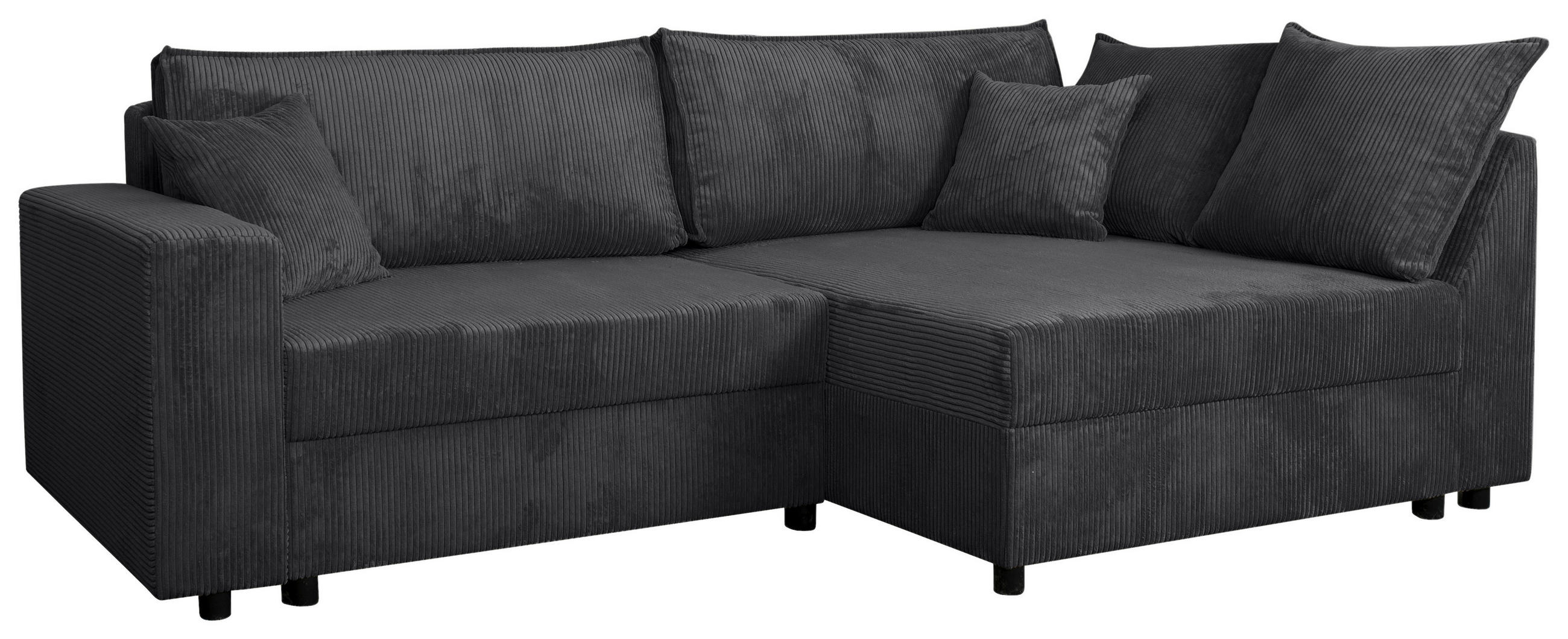 ECKSOFA Anthrazit Cord  - Anthrazit/Schwarz, KONVENTIONELL, Kunststoff/Textil (245/153cm) - Carryhome