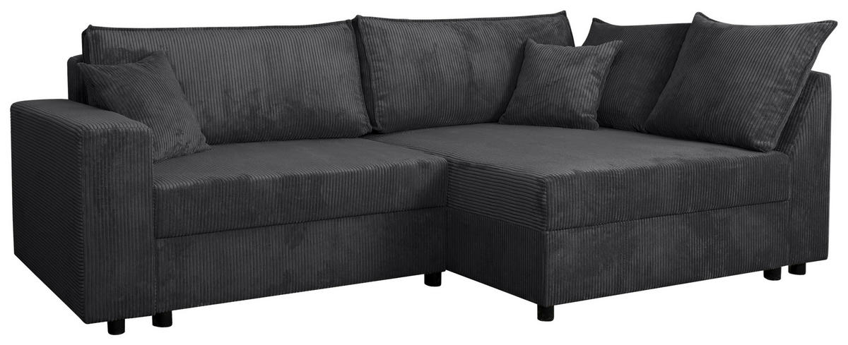 ECKSOFA Anthrazit Cord  - Anthrazit/Schwarz, KONVENTIONELL, Kunststoff/Textil (245/153cm) - Carryhome