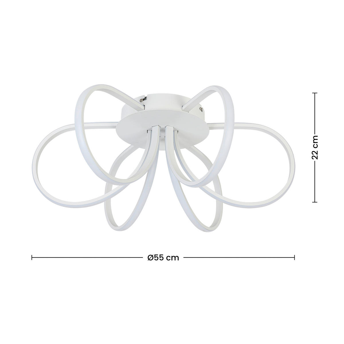 DECKENLEUCHTE     - Weiss, Trend, Kunststoff/Metall (55cm) - Collett's Monde