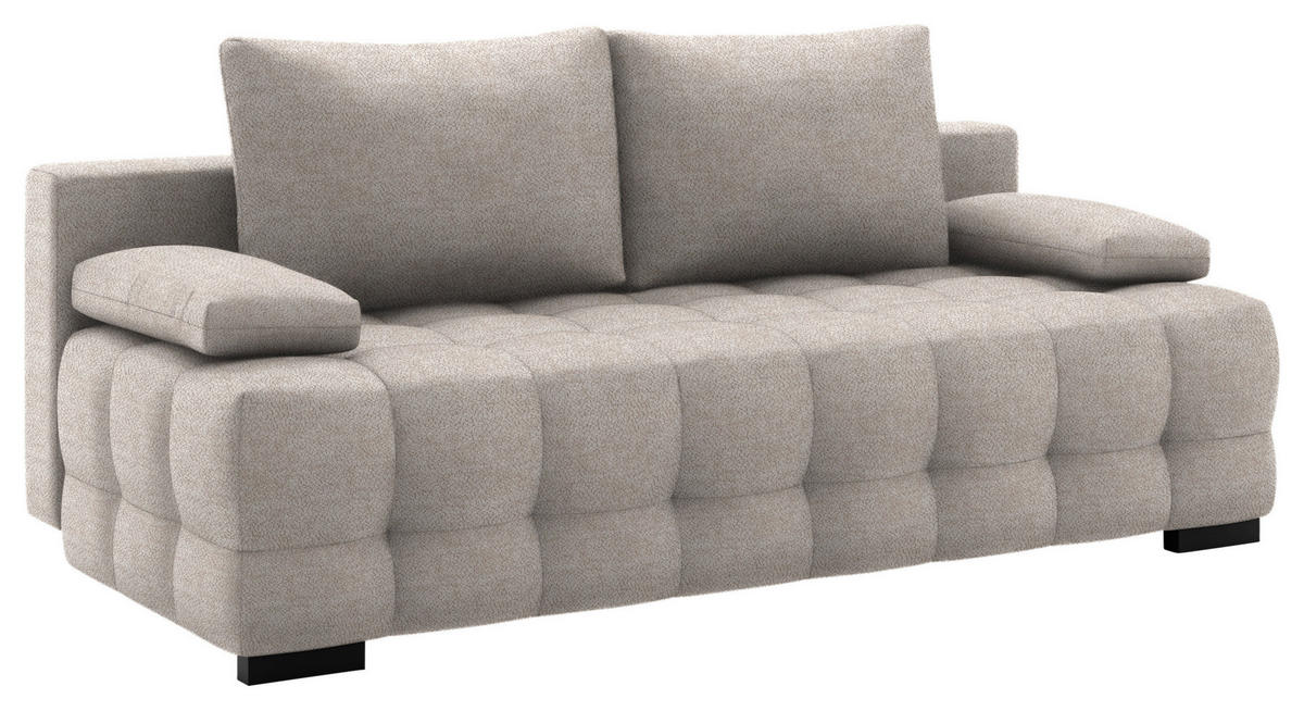 SCHLAFSOFA in Chenille, Plüsch Greige  - Greige/Schwarz, KONVENTIONELL, Kunststoff/Textil (209/96/100cm) - Stylife