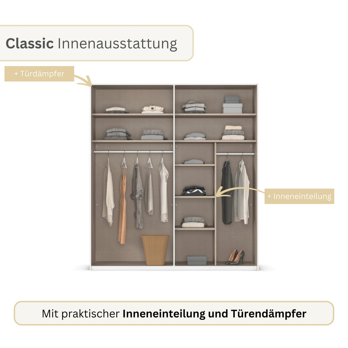 SCHWEBETÜRENSCHRANK 201/223/69 cm,  in Fango, 2 Tür(en)  - Fango, Basics, Holzwerkstoff/Metall (201/223/69cm) - Rauch Möbel