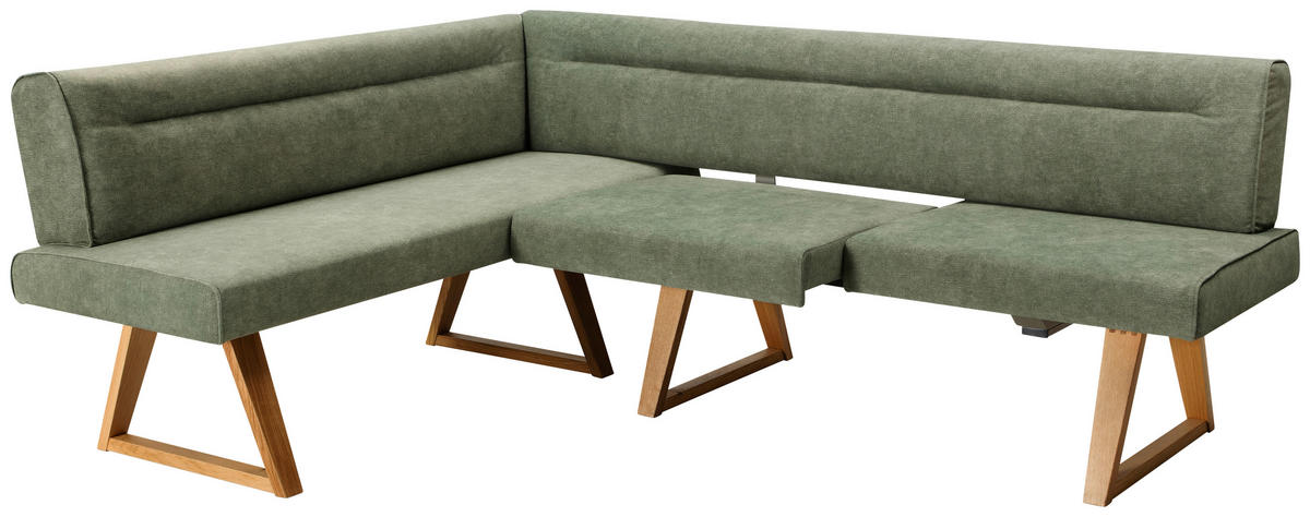 ECKBANK in Holz, Textil Grün, Eichefarben  - Eichefarben/Grün, Konventionell, Holz/Textil (170/230cm) - Moderano