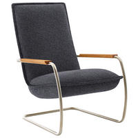 SESSEL in Flachgewebe Dunkelblau  - Edelstahlfarben/Eichefarben, Design, Holz/Textil (76/105/87cm) - Koinor