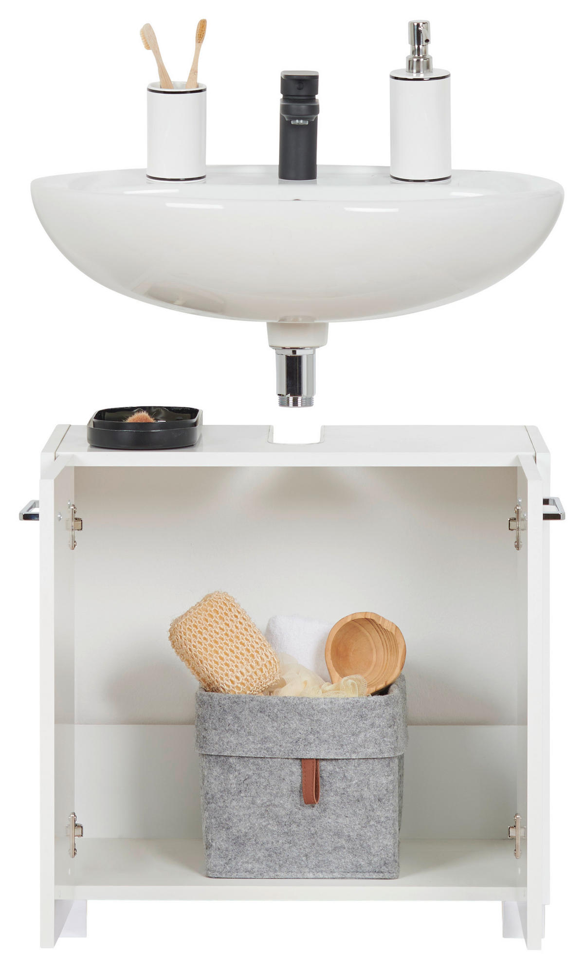 WASCHBECKENUNTERSCHRANK 56,9/54,9/33 cm  - Chromfarben/Weiß, KONVENTIONELL, Holzwerkstoff/Metall (56,9/54,9/33cm) - Stylife