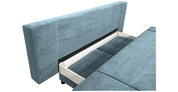 SCHLAFSOFA Webstoff Hellblau  - Schwarz/Hellblau, KONVENTIONELL, Holz/Kunststoff (199/88/88cm) - Carryhome