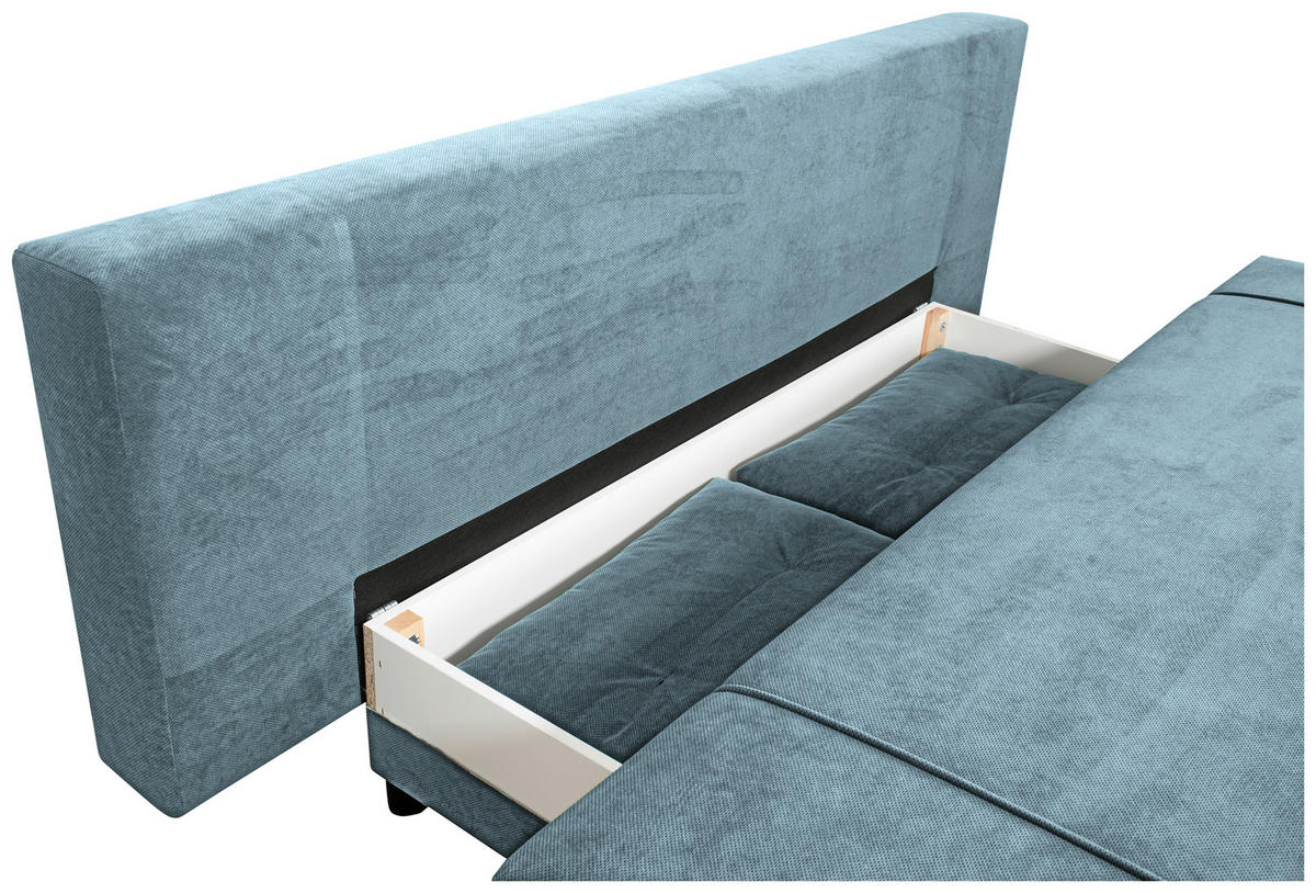 SCHLAFSOFA Webstoff Hellblau  - Schwarz/Hellblau, KONVENTIONELL, Holz/Kunststoff (199/88/88cm) - Carryhome