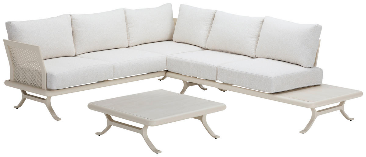 LOUNGEGARNITUR 198/248 cm Aluminium  - Beige/Weiß, Design, Textil/Stein (198/248cm) - Dieter Knoll