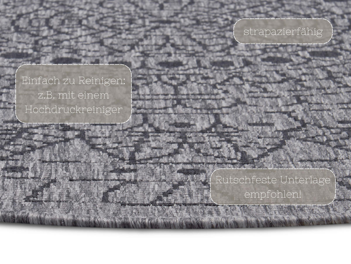 OUTDOORTEPPICH 200 cm Twin Grau, Schwarz  - Schwarz/Grau, Design, Kunststoff (200cm)