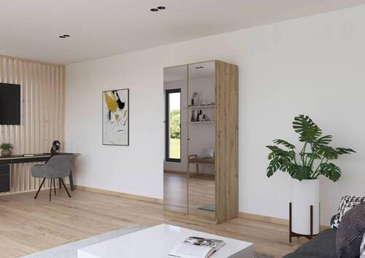 Dulap Cu Uși Rotative, 91/210/54 cm, argintiu, alb - argintiu/alb, Basics, metal/material pe bază de lemn (91/210/54cm)