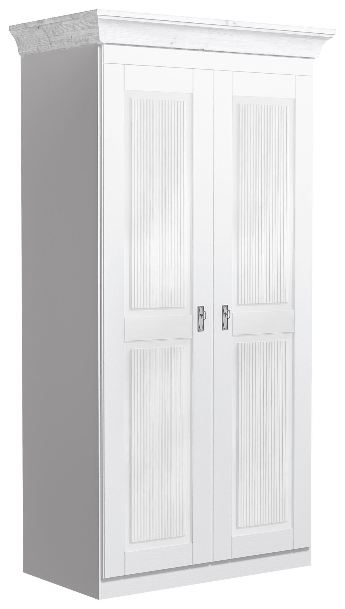 DREHTÜRENSCHRANK 108/210/64 cm,  in Weiß, 2-türig  - Weiß/Kupferfarben, ROMANTIK / LANDHAUS, Holz/Holzwerkstoff (108/210/64cm) - Boxxx