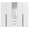 DREHTÜRENSCHRANK 251/235/61 cm,  in Weiß, 5-türig  - Chromfarben/Schwarz, Basics, Glas/Holzwerkstoff (251/235/61cm) - Novel