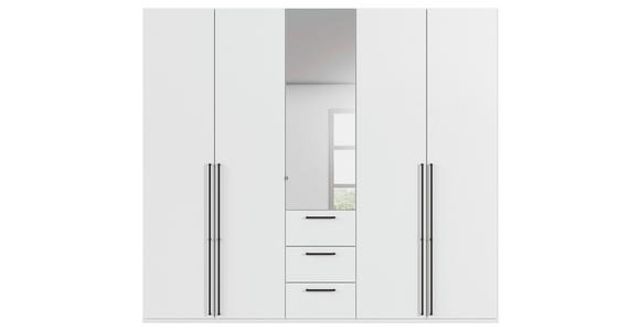 DREHTÜRENSCHRANK 251/235/61 cm,  in Weiß, 5-türig  - Chromfarben/Schwarz, Basics, Glas/Holzwerkstoff (251/235/61cm) - Novel