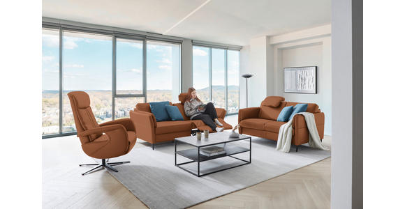3-SITZER-SOFA in Leder Cognac - Cognac/Schwarz, Design, Leder/Metall (190/84/99cm) - Dieter Knoll