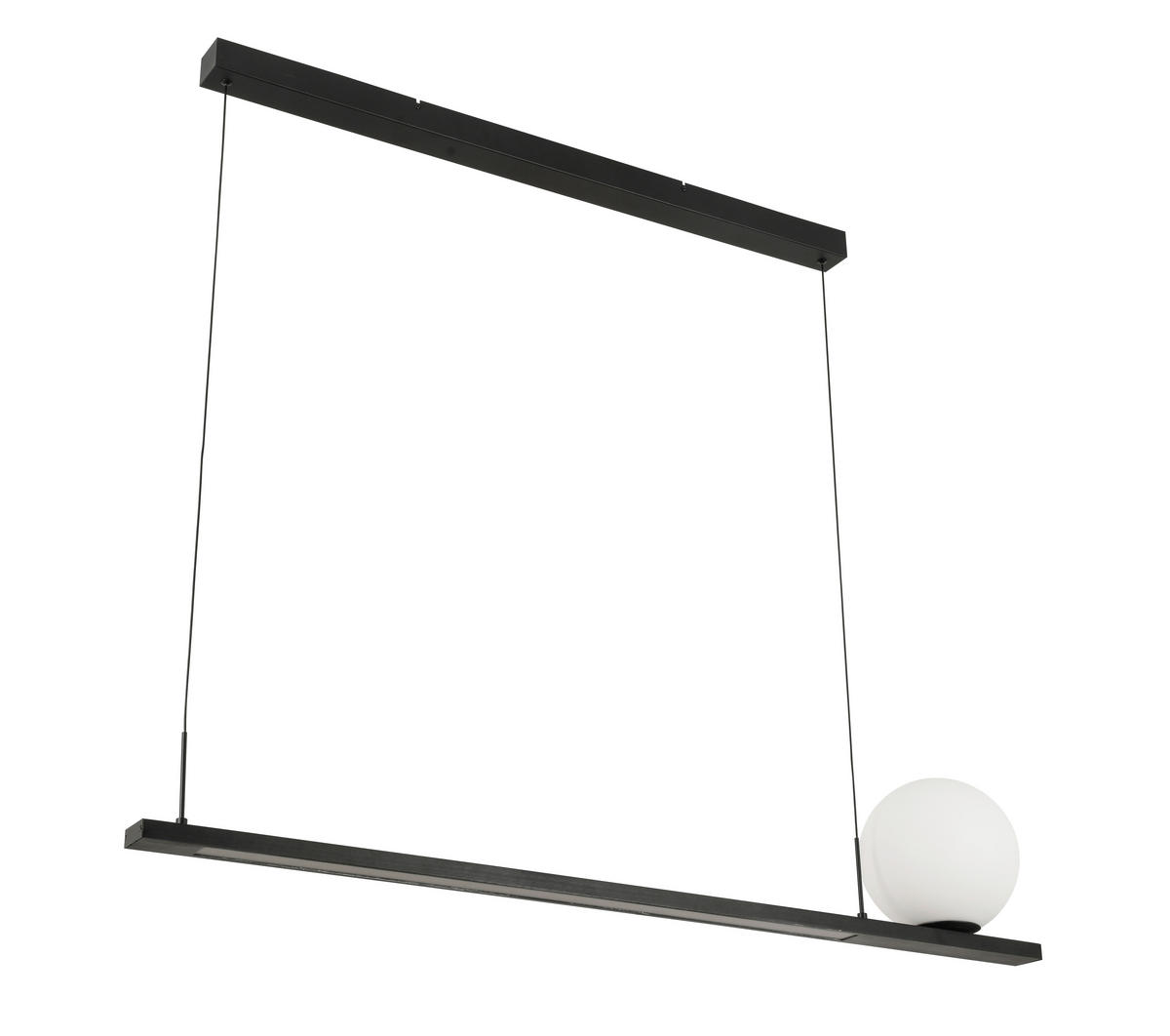 LED-HÄNGELEUCHTE 120/20/200 cm    - Schwarz, Design, Glas/Kunststoff (120/20/200cm) - Dieter Knoll