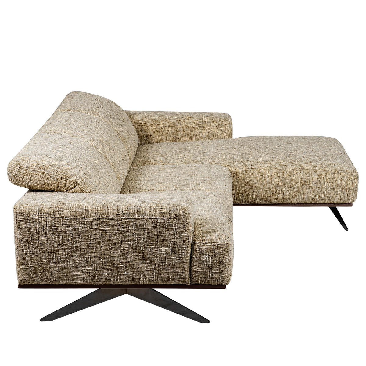 ECKSOFA Struktur Hellbraun  - Hellbraun/Schwarz, Design, Holz/Textil (295/187cm) - Livetastic