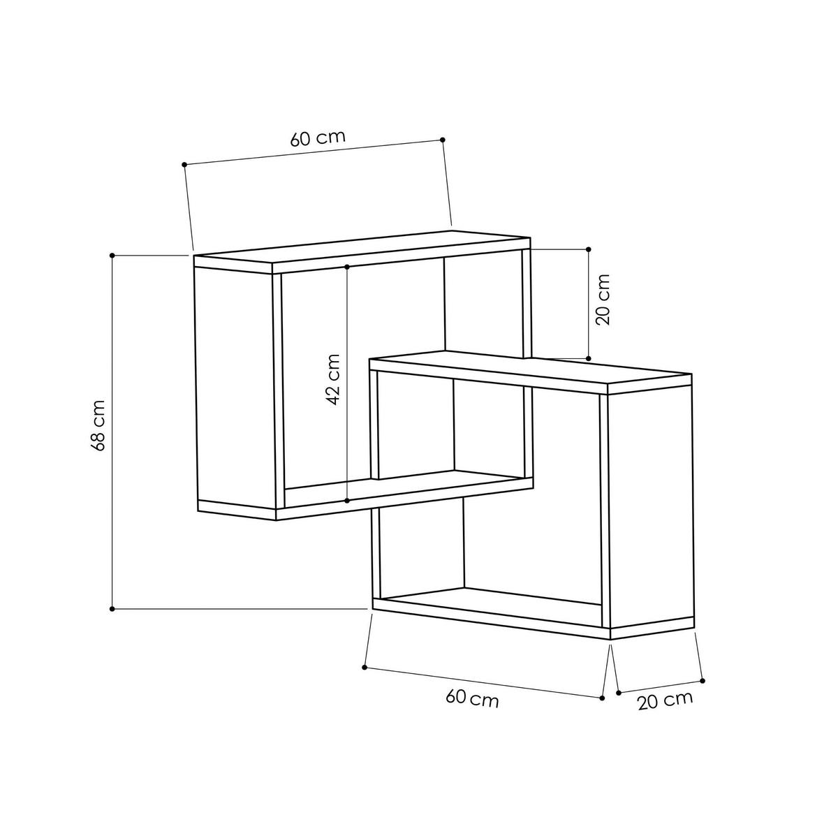 VÄGGHYLLA 60/68/20 cm  - vit, Design, trämaterial (60/68/20cm) - Livetastic