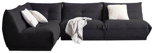 ECKSOFA in Lederlook Schwarz  - Schwarz, Trend, Textil (210/315cm) - Livetastic