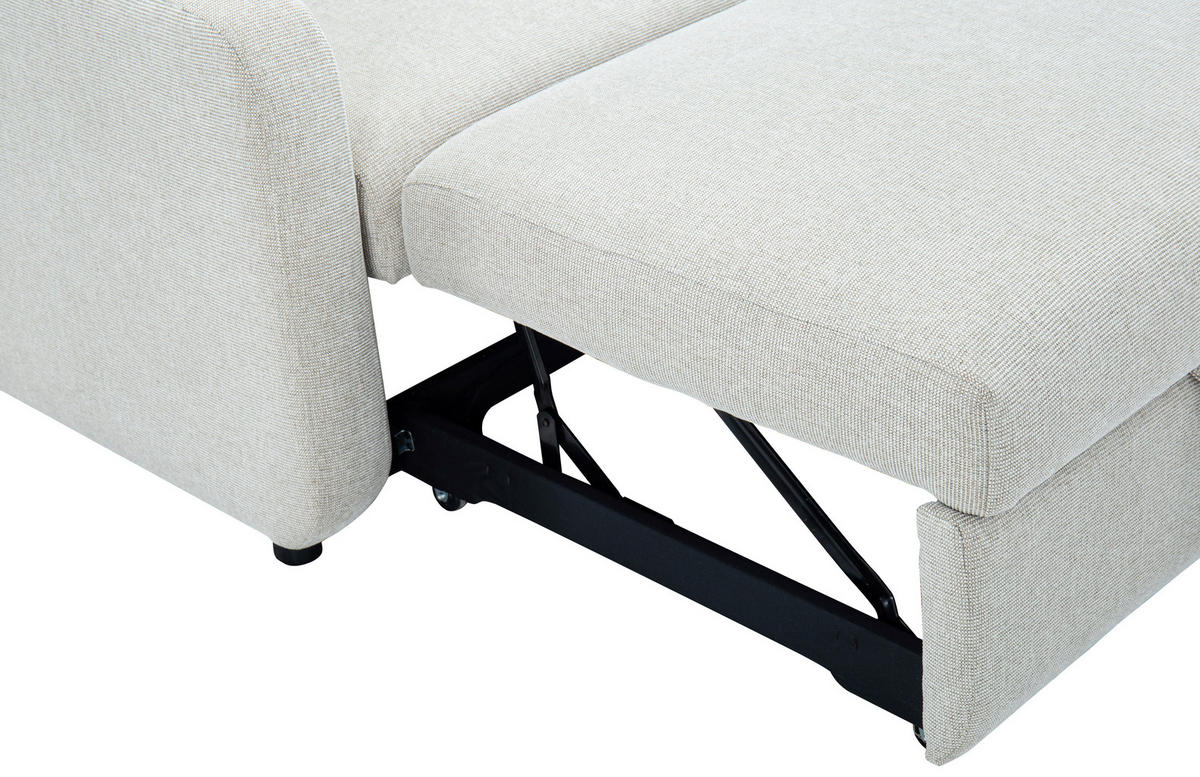 ECKSOFA Leinenoptik Beige  - Beige/Schwarz, Design, Kunststoff/Textil (152,5/225,5cm) - Livetastic
