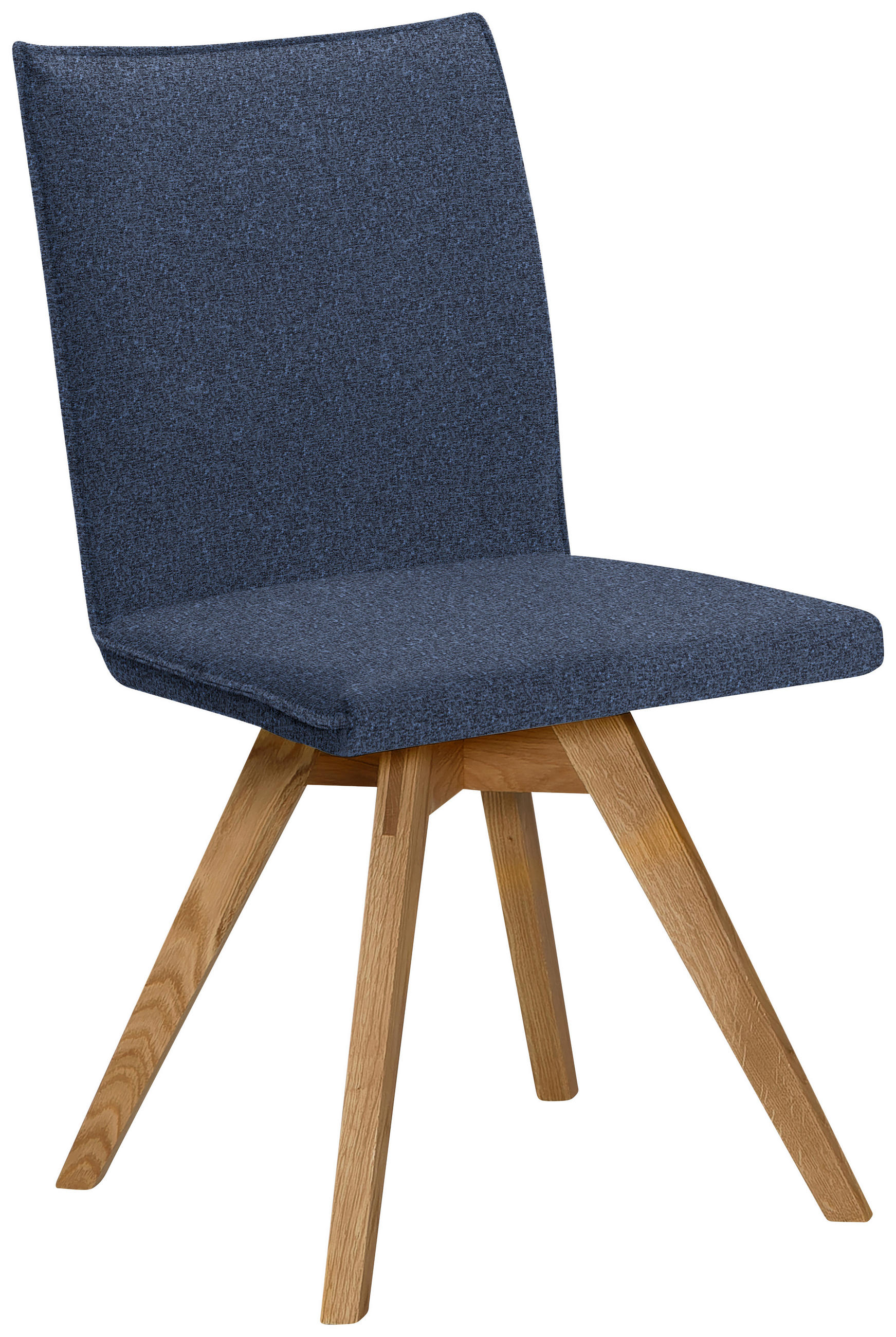 STUHL Samt Eichefarben, Dunkelblau Wildeiche massiv  - Eichefarben/Dunkelblau, KONVENTIONELL, Holz/Textil (60/91/61cm) - Moderano