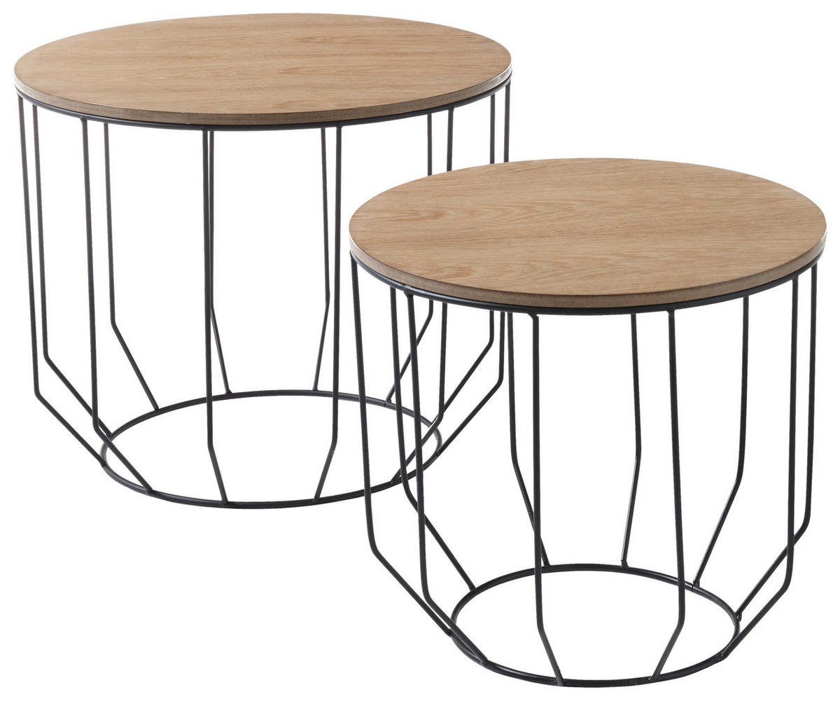 KONFERENČNÍ STOLEK, černá, barvy dubu, kov, kompozitní dřevo, 50/40/50 cm - černá/barvy dubu, Moderní, kov/kompozitní dřevo (50/40/50cm) - MID.YOU