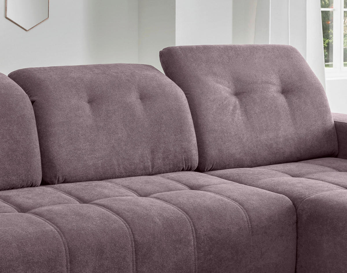 ECKSOFA VICARI in Mikrofaser Bordeaux  292/185 cm  - Bordeaux/Schwarz, MODERN, Textil/Metall (292/185cm) - Livetastic