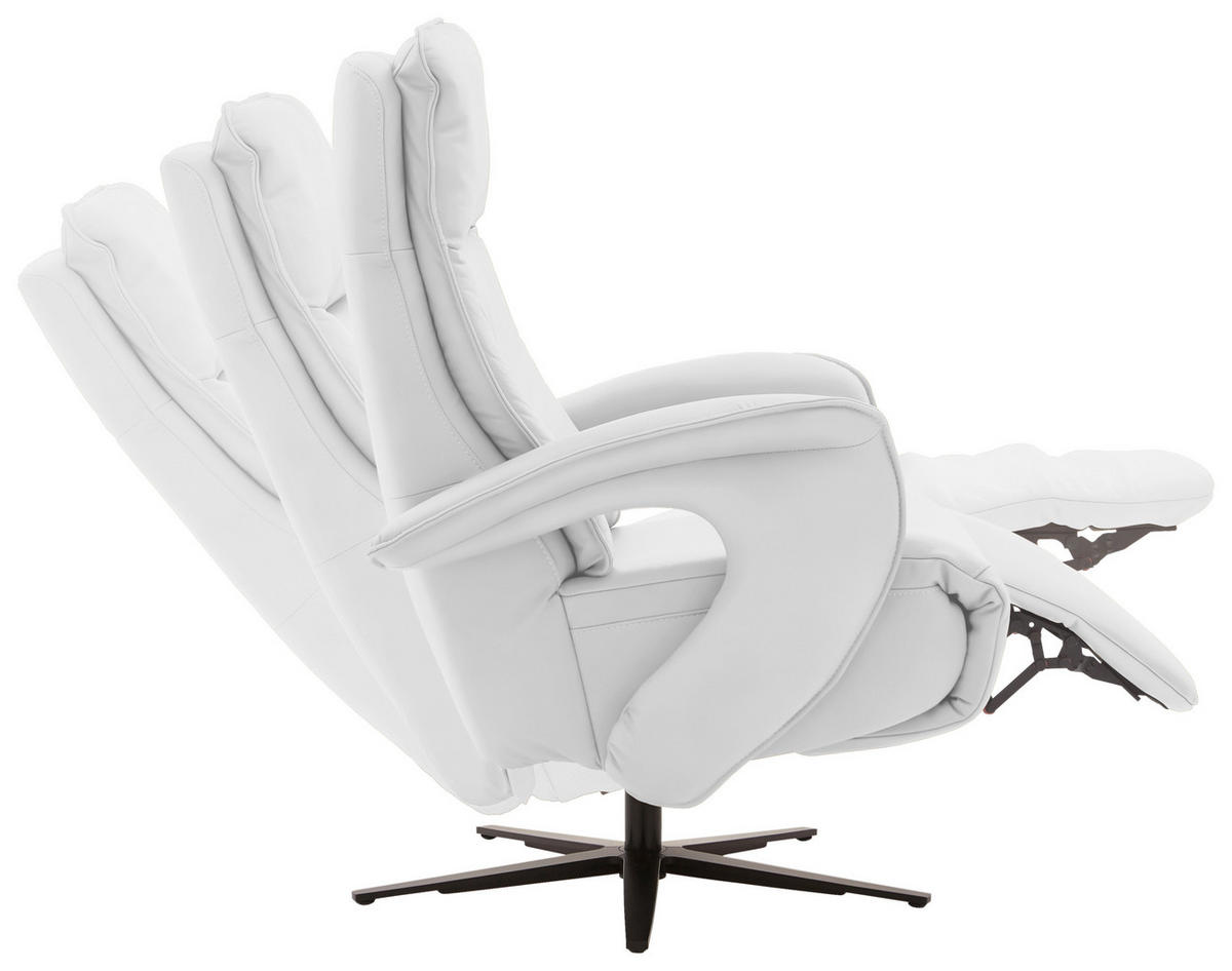 RELAXSESSEL in Leder Weiss  - Weiss/Schwarz, Design, Leder/Metall (77/110/87cm) - Valdera