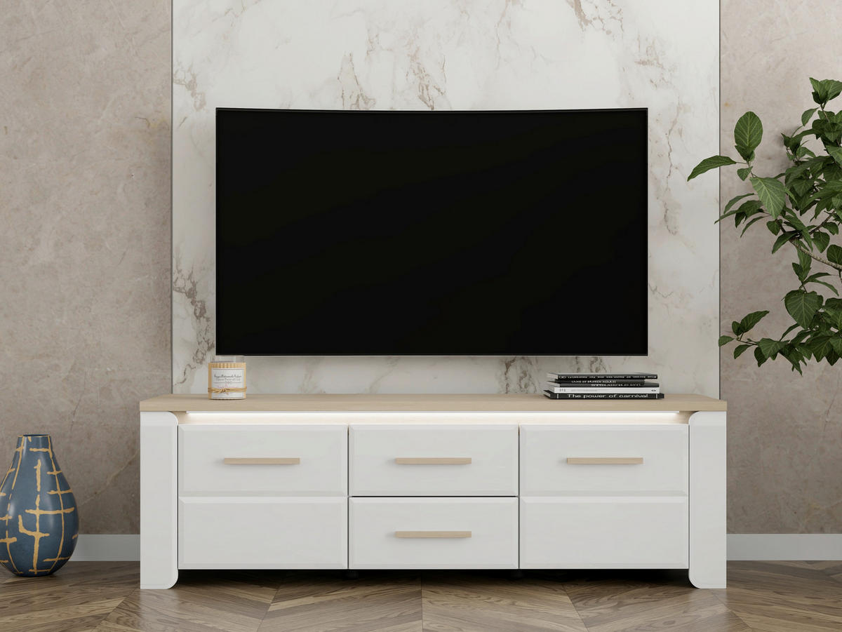TV-ELEM 154/49,5/40 cm  - Bianco tölgy/fehér, Basics, műanyag/faalapú anyag (154/49,5/40cm) - Carryhome