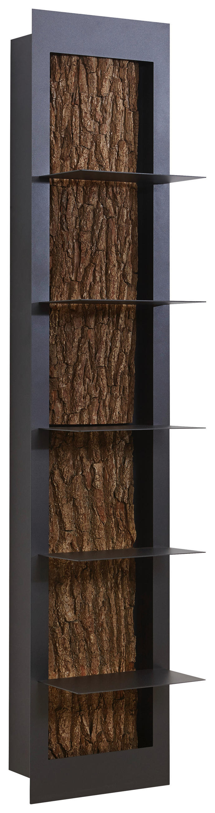 REGAL Kerneiche vollmassiv Anthrazit, Eichefarben  - Eichefarben/Anthrazit, Natur, Holz/Metall (38,5/181/29cm) - Valnatura