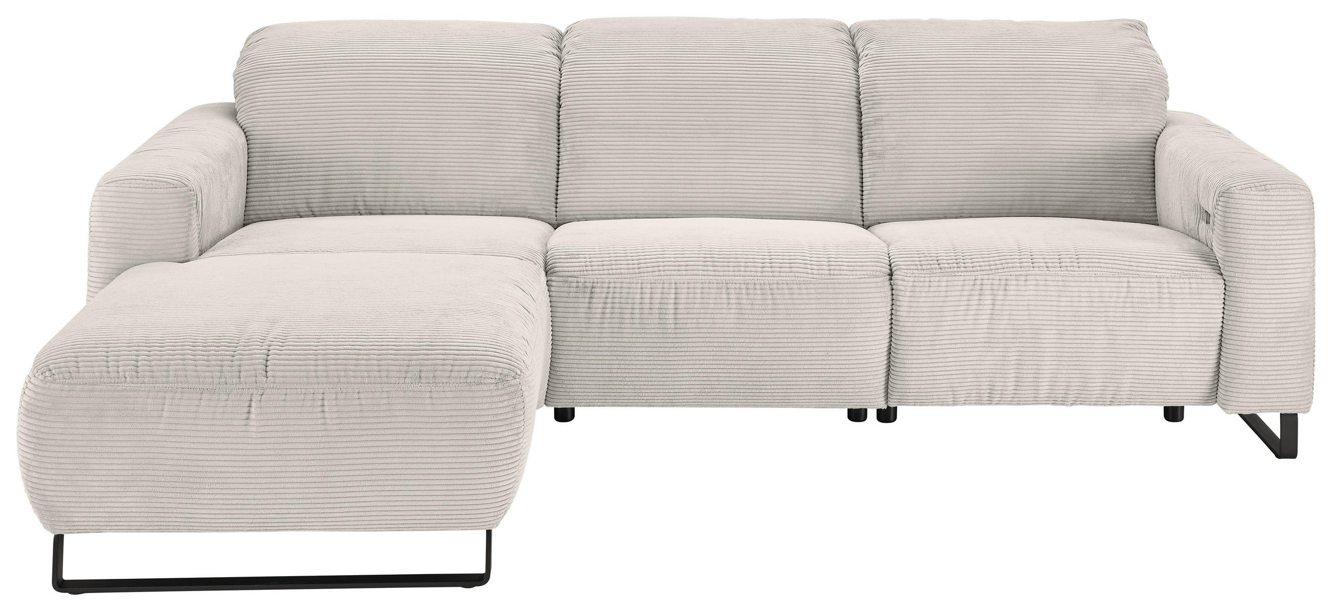 ECKSOFA Cord Creme  - Creme/Schwarz, Konventionell, Textil/Metall (180/266cm) - Hom`in