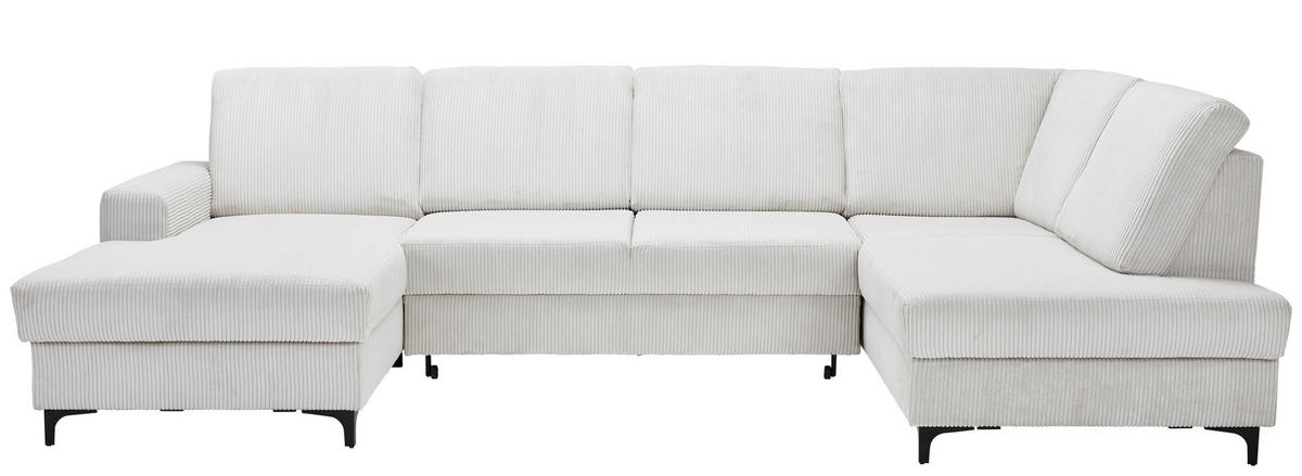 WOHNLANDSCHAFT in Cord Creme  - Creme/Schwarz, Konventionell, Textil/Metall (167/317/185cm) - Stylife