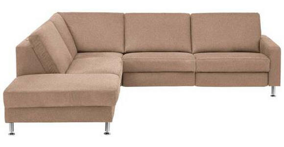 ECKSOFA in Mikrofaser Sandfarben 242/275 cm - Sandfarben/Alufarben, Design, Textil/Metall (242/275cm) - Dieter Knoll