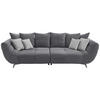 BIGSOFA in Webstoff Grau  - Edelstahlfarben/Grau, Design, Textil/Metall (300/79/133cm) - Hom`in