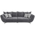 BIGSOFA in Webstoff Grau  - Edelstahlfarben/Grau, Design, Textil/Metall (300/79/133cm) - Hom`in