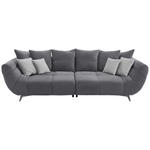 BIGSOFA in Webstoff Grau  - Edelstahlfarben/Grau, Design, Textil/Metall (300/79/133cm) - Hom`in