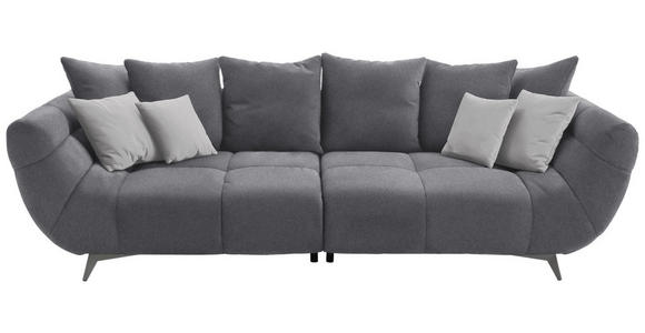 BIGSOFA in Webstoff Grau  - Edelstahlfarben/Grau, Design, Textil/Metall (300/79/133cm) - Hom`in