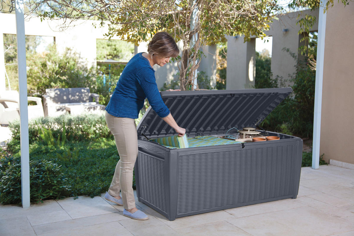 KISSENBOX 145/64/73 cm  - Anthrazit, MODERN, Kunststoff (145/64/73cm) - Gardenson