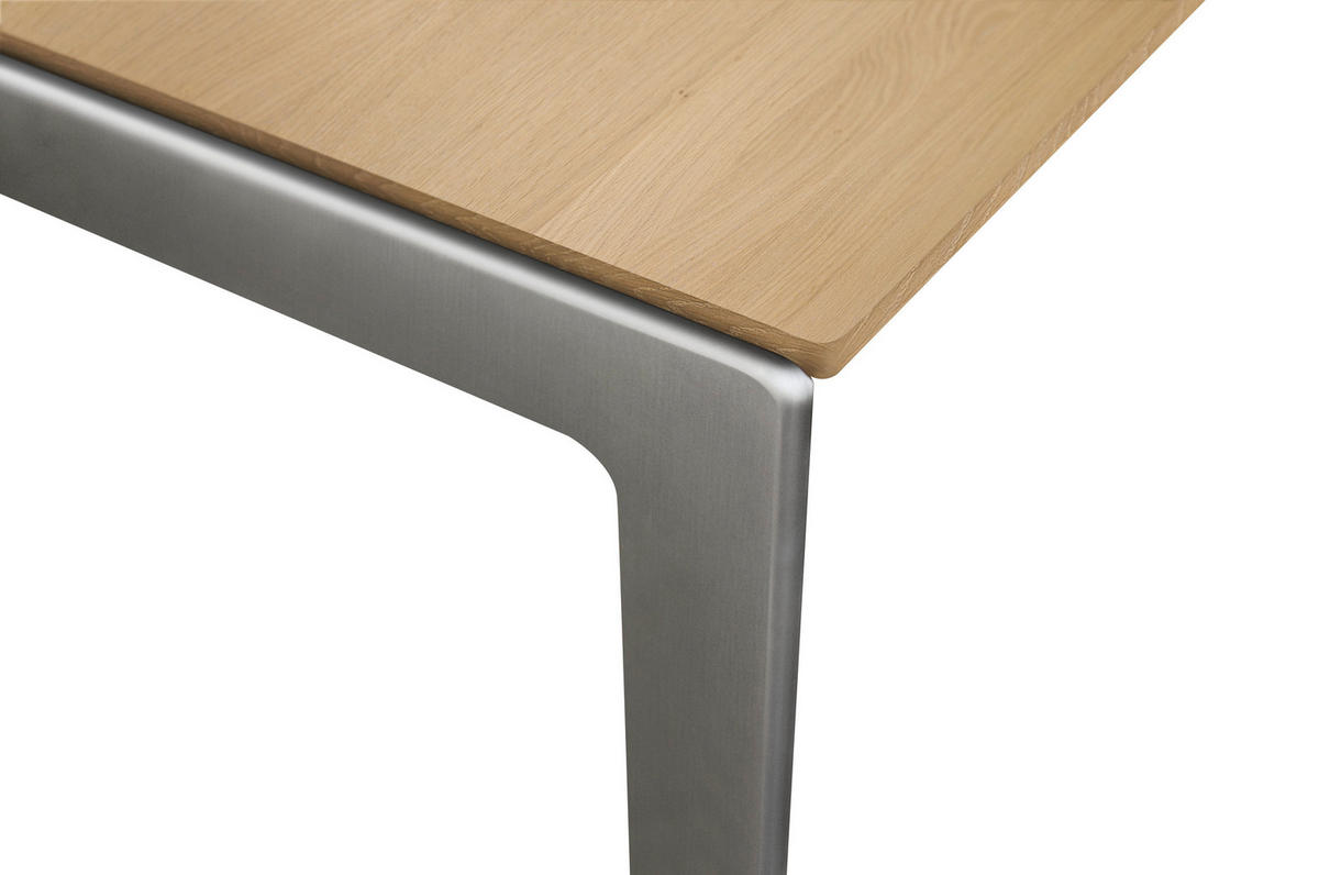 ESSTISCH in Holz, Metall 160-260/100/75 cm  - Eiche Bianco/Edelstahlfarben, Design, Holz/Metall (160-260/100/75cm) - TEAM 7