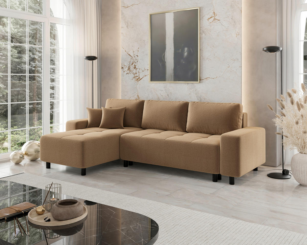 ECKSOFA  in Jacquard Senfgelb  - Senfgelb/Schwarz, MODERN, Kunststoff/Textil (144/246cm) - Carryhome