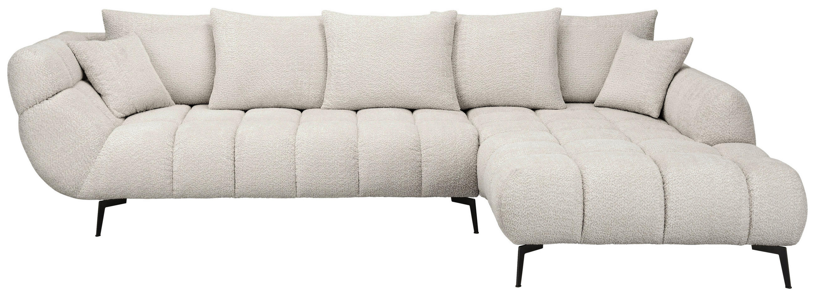 ECKSOFA Elfenbein Bouclé Zierkissen, Rückenkissen, Rücken echt  - Elfenbein/Schwarz, MODERN, Textil/Metall (318/217cm) - Carryhome