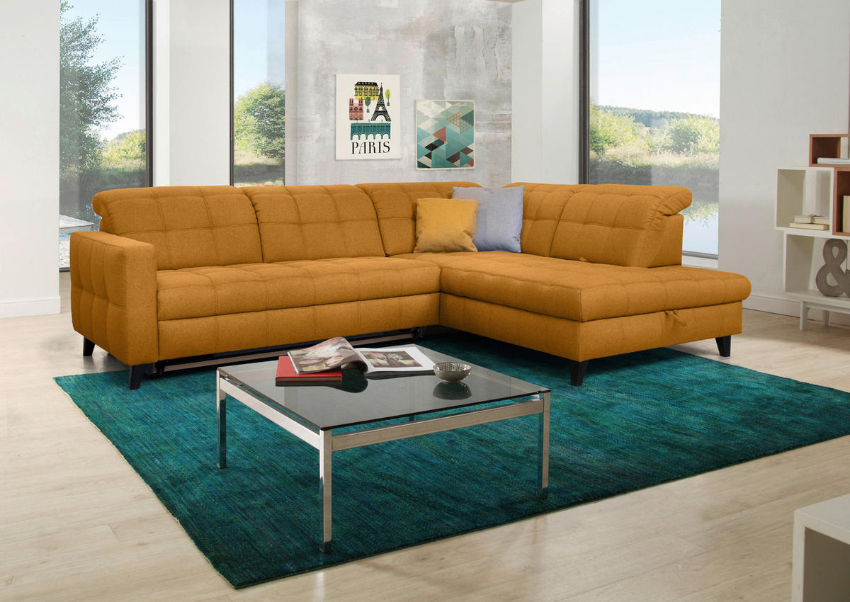 SAROKKANAPÉ textil sárga  - sárga/fekete, Design, textil/fa (297/216cm) - Xora