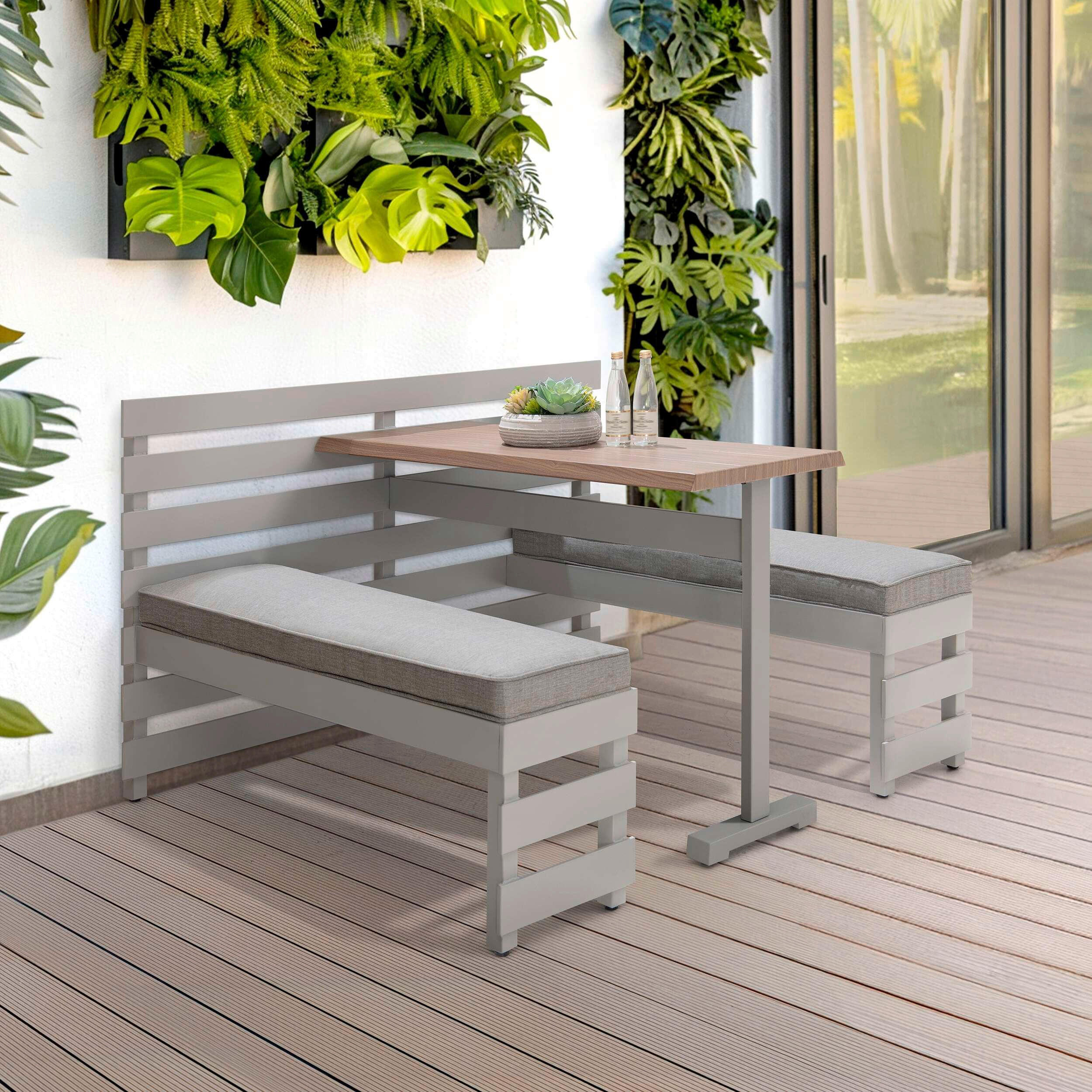 GARTENSET 4-teilig  - Hellbraun/Beige, Basics, Textil/Metall (126/86/157cm) - Modante